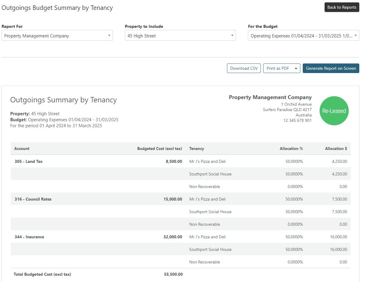 Screenshot of Outgoings Budget Summary Report - Re-Leased.jpg